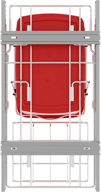 Rev-A-Shelf Pullout Trash Can for Kitchen Cabinets 35 Qt Garbage Waste Recyling Bin with Full Extension Slides, Red, RV-12KD-16C-S