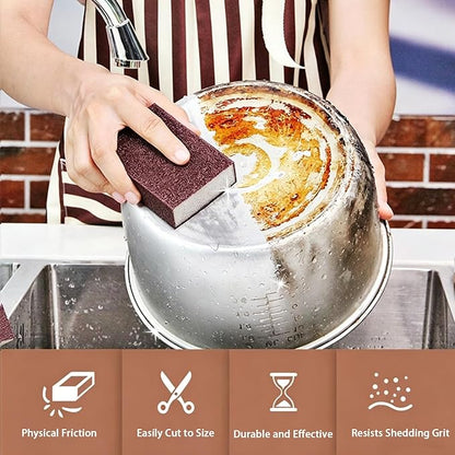 Magic Emery Cleaning Sponge, Nano Carborundum Sponge for Pots and Pans, Heavy Duty Magic Emery Sponge for Kitchen Surface Cleaning, Efficient Magic Eraser for Pots and Pans (24Pcs)