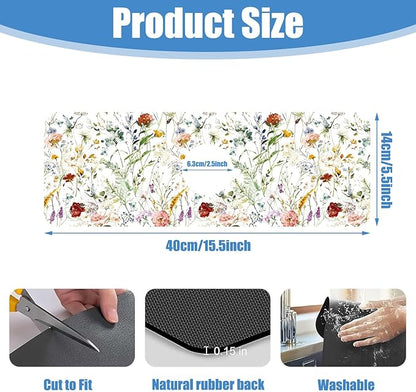 Sink Faucet Absorbing Mat Wildflower Sink Splash Guard Drying Mat for Kitchen Bathroom Faucet Sinkmat 15.5"X5.5"