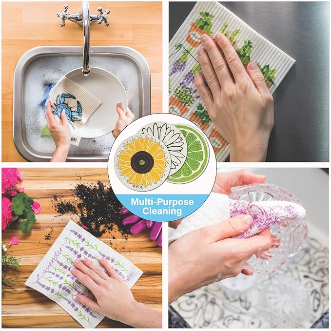 Wet-It! Swedish Dishcloth Set (Orange Lemon Lime) - Reusable, Super Absorbent Cleaning Cloths for Kitchen and Home Use, Perfect for Dishes, Surfaces, and Daily Cleaning Tasks