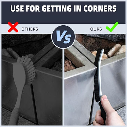 FOOGWEE Hard Bristle Crevice Cleaning Brush - Home Cleaning Tools, Multi-Purpose Crevice Supplies for Kitchen, Bathroom, Toilet, Window, Vehicle, Faucets, Grout, Home (3, Black)