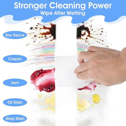 JIEYAO Magic Cleaning Sponge Eraser Sheet, 50 Pcs White Convex Point Melamine Sponge, Thin Nano Cleaner Pads Eraser Wipes Disposable Sponges Cleaner for Furniture Kitchenware Hard-to-Reach Places Shoe