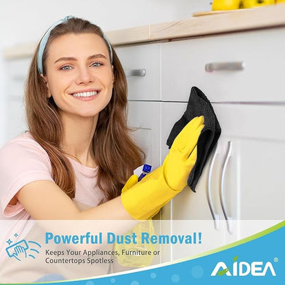 AIDEA Microfiber Cleaning Cloth-600PK, Soft Microfiber Towels for Cars, Absorbent Cleaning Rags, Lint-Free Streak-Free Wash Cloths for House, Kitchen, Window(12in.x12in), Black