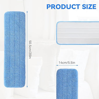 Microfiber Mop Pad for Rubbermaid Commercial 20 Inch Mop Head - 8 Pack Wet & Dry Commercial Cleaning Refills Reusable Mop Refills Fit for Any Microfiber Flat Mop System 18" to 21"