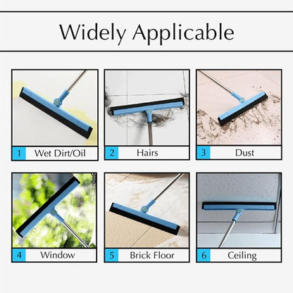 33.5in Rubber Squeegee with Long Handle for Bathroom Tile, Household Floor Squeegee Broom for Shower Bathroom Kitchen Home Tile Pet Hair Fur Floor Marble Glass Window