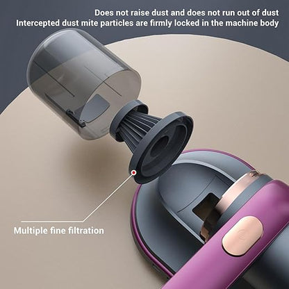 Cordless Vacuum Cleaner 10KPa Suction Low Noise Handheld Bed Vacuum Cleaner with 2Pcs Washable Filters for Sofa Carpet