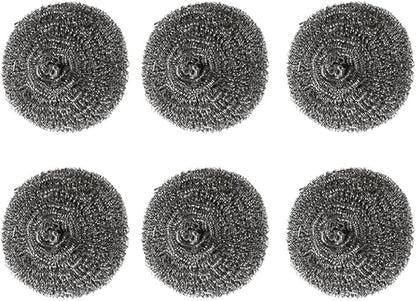 TopHomer 6 Pcs Stainless Steel Wire Balls Scrubbing Scouring Pad for Removing Heavy Dirty Home Cleaning Tools Easy to Clean