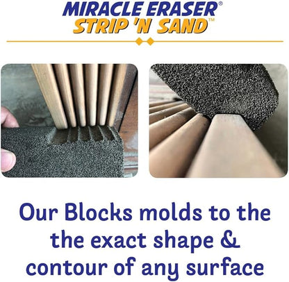 Strip 'N Sand Paint Remover 18 Blocks | Non‑Toxic, Chemical‑Free Paint & Varnish Stripper | Contour Sanding Blocks for Wood, Metal & Masonry | Ideal for Kitchen Cabinets, Furniture