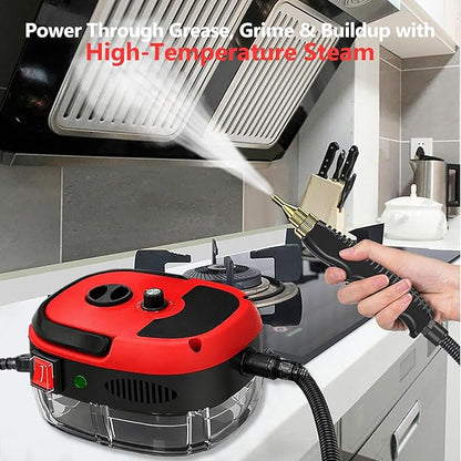 2500w Handheld High-Temperature Pressurized Steam Cleaner,10 In 1 Handheld Pressure Multi Purpose Cleaner, for Car Engine Furniture, Kitchen, Bathroom,Home Use (Red)