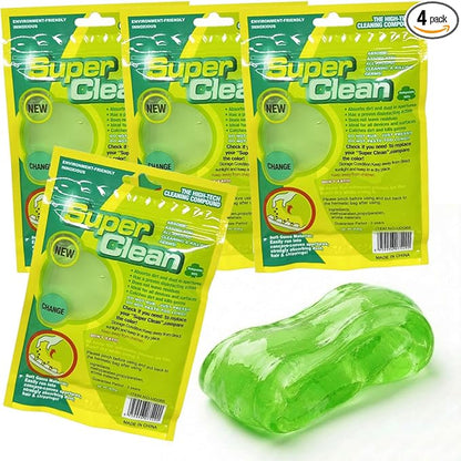 4PCS Car Cleaning Gels, Universal Automotive Air Vent Dust Cleaning Putty, Reusable Auto Interior Detailing Slime Supplies, Fit for Dashboards, Cup Holders (Green)
