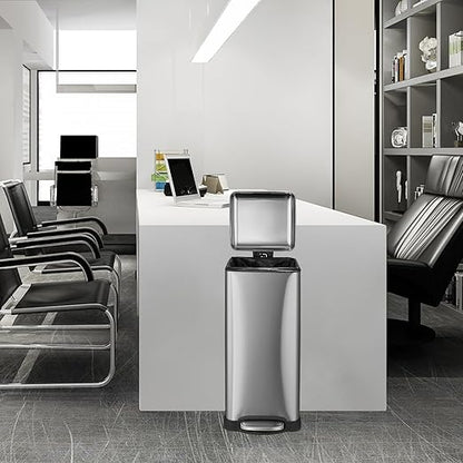 Garvee 8 gal/30 L Kitchen Trash Can, Stainless Steel Garbage Can with Soft Close Lid, Foot Pedal and Removable Inner Bucket for Home Office Bedroom Bathroom, Silver