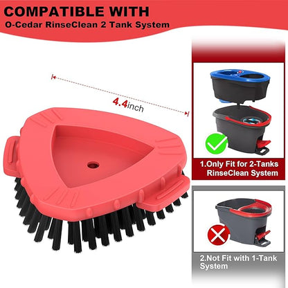 Aifacay Upgrade 2 Pcs Scrubber Mop Heads Replacements - More Bristles Spin Mop Scrub Brush Head Compatible with O Cedar RinseClean 2 Tank, Mop Head Attachment for Kitchen & Bathroom Deep Cleaning