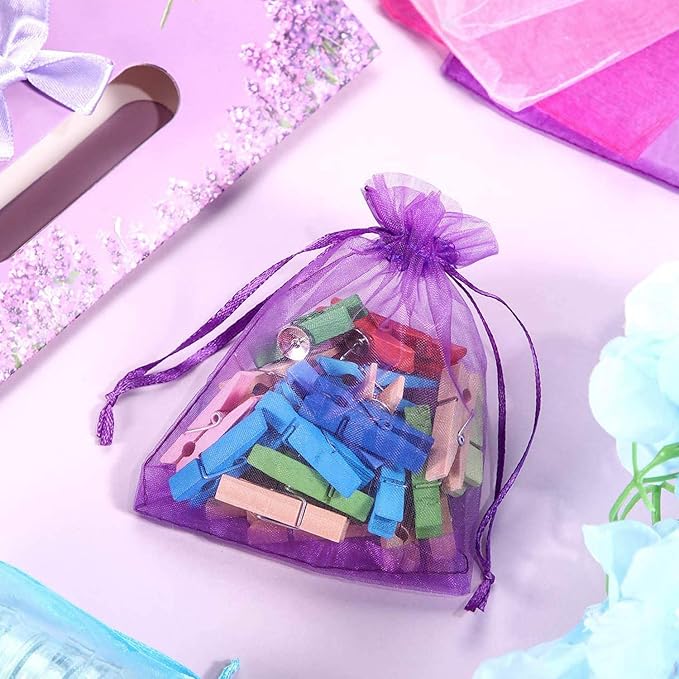 100pc 5x7 inches Gifts Wrap Bags Mixed Color,Organza Sheer Fabric,Drawstring Pouches for Baby Shower Favor,Jewelry,Christmas Ornament,Valentine Day,Bathroom Craft Soaps,Accessories Set,Hotel,Bracelets