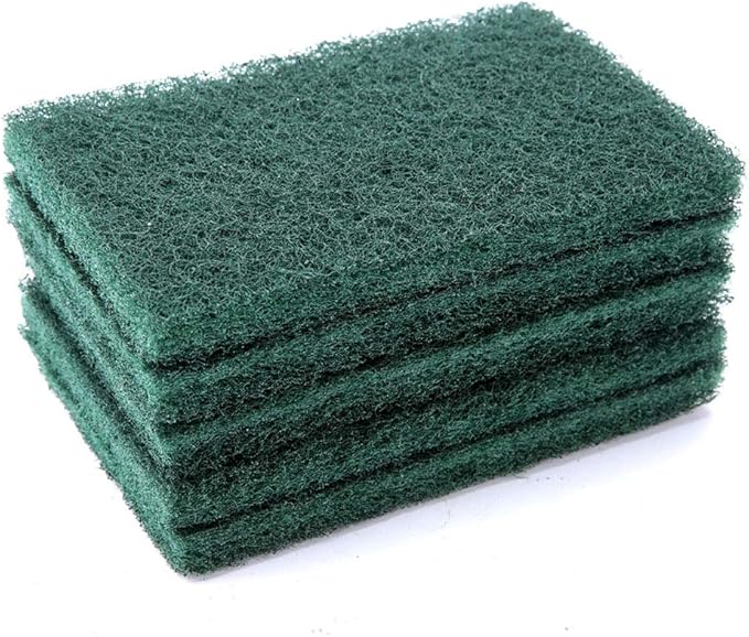 5 Pack Heavy Duty Abrasive Scouring Pads, Sturdy and Efficient Cleaning, Professional Grade Quality, for Kitchen, Car Washing, BBQ, Oven, Tough (Green)