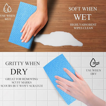 Swedish Kitchen Dish Cloths - 6 Pack Reusable Paper Towels for Counters & Dishes - Eco Friendly Cellulose Sponge Cloth (Blue)