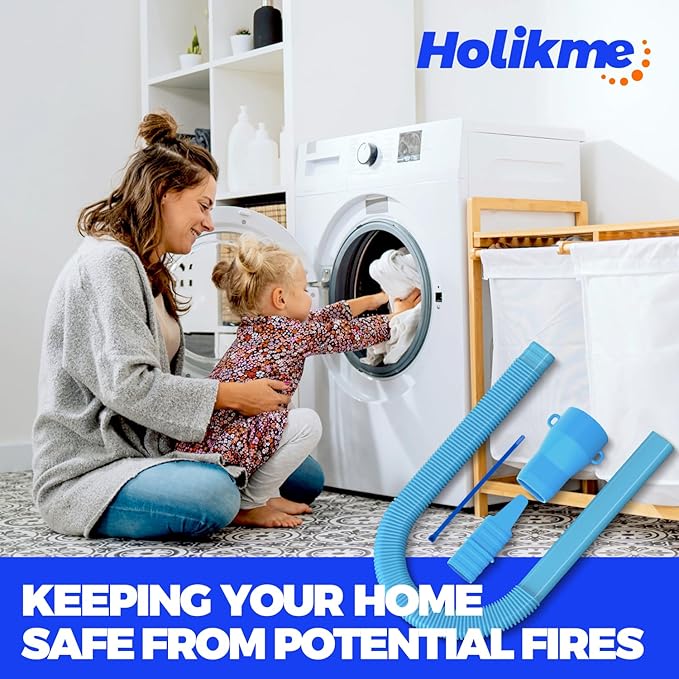 Holikme Dryer Vent Cleaner Kit - Dryer Lint Vacuum Attachment and Flexible,Dryer Vent Vacuum Hose Attachment,Light Blue