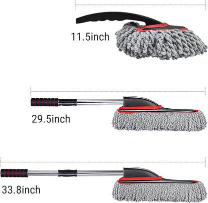 YeewayVeh Car Duster Kit, 2PCS Microfiber Exterior and Interior Scratch Free Car Duster Brush for Vehicles and Home Cleaning, Gray and Red