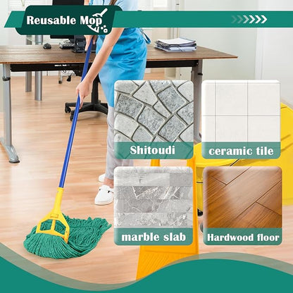 Heavy Duty Wet Industrial Cleaning Mop Head – 21 oz Green mop Head Replacement Cotton Washable Industrial mop Heads Heavy Duty for Commercial & Home Cleaning（Green）