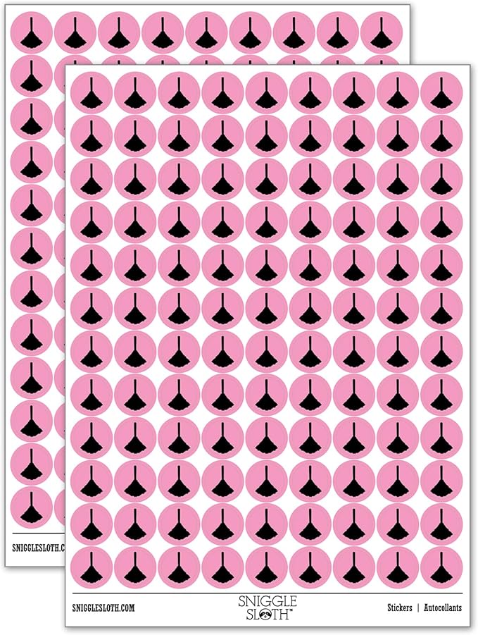Feather Duster Cleaning 200+ Round Stickers - Gloss Finish - 0.50" Size - Light Pink