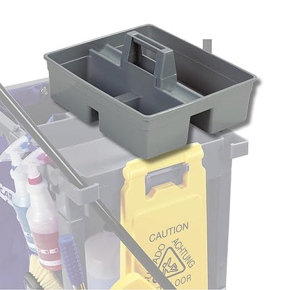 Carlisle FoodService Products Janitorial 6pk Tool Caddy - 3-Compartment Organizer for Janitorial Cart, Durable Polypropylene Construction, Portable and Versatile for Commercial Use (6 Pack)
