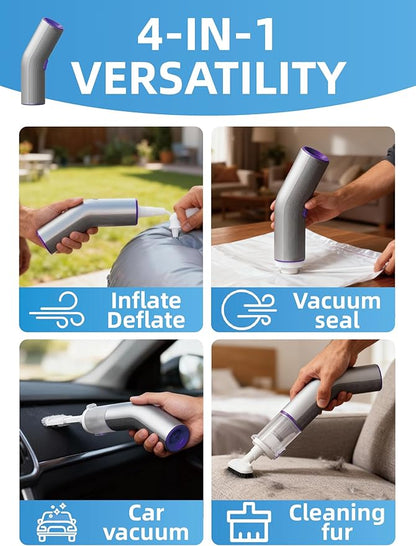 Vogano Handheld Vacuum Cleaner Cordless, 15000Pa High Power, Portable Mini Car Vacuum Air Duster with 2 Suction Modes & Multi-Nozzles for Desk Home Office Pet Hair, Silver