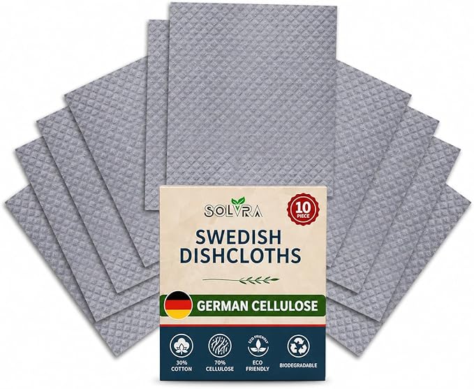 Swedish Dishcloths for Kitchen,10 Pack Reusable Cellulose Sponge Cloths,Ultra Absorbent, Eco-Friendly Cleaning Towels – No Odor, Assorted Dishcloths for Washing Dishes & General Cleaning.