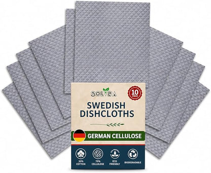 Swedish Dishcloths for Kitchen,10 Pack Reusable Cellulose Sponge Cloths,Ultra Absorbent, Eco-Friendly Cleaning Towels – No Odor, Assorted Dishcloths for Washing Dishes & General Cleaning.