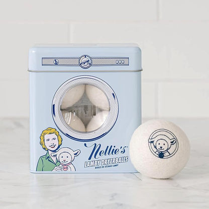 Nellie's Lamby Dryerballs, 4-Pack - Reusable Fabric Softener for 500+ Loads - 100% Pure New Zealand Wool, Silent in Your Dryer, Reduces Cloth Wrinkles, and Saves on Drying Time
