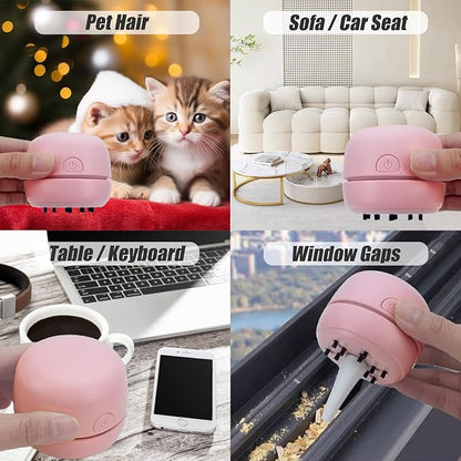 YUNYILAN Desktop Vacuum Cleaner USB Recharging, Portable Mini Vacuum Cleaner for Cleaning Eraser Crumbs, Dust, Crumbs, Computer Keyboard and Car (Pink)