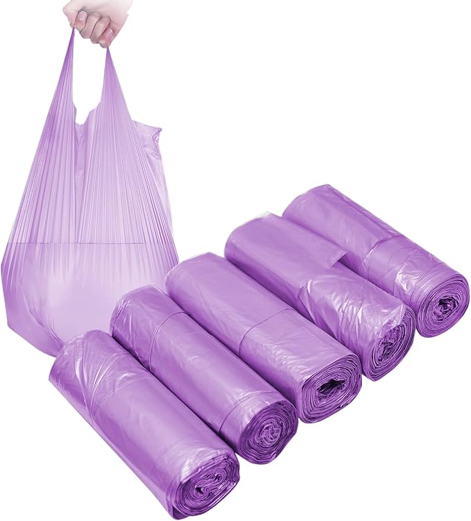 4 GALLON Bathroom Trash Bags Purple, 200 Counts Small Garbage Bags for Office, Bathroom Wastebasket Waste Bin Black Portable Rubbish Bags
