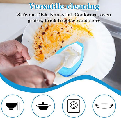6 Pcs Dishwasher Sponge Dishwand Refills Scrubber Sponges Non Scratch Head Replacement for Dish Wand Heavy Duty Scrub Dots Brushes Soap Control Dispenser Scrubber Pads for Kitchen Cleaning