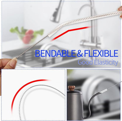 15.7" Bottle Brush Set - 4 Pack Water Bottle and Straw Cleaner Brush with Long Handle for Hydro Flasks, Sports Bottles, Tumblers, Glassware, Narrow Neck Containers