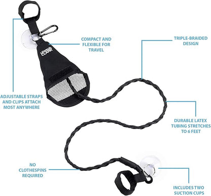 Lewis N. Clark Adjustable Latex Clothesline For Hotel Travel, Camping + Laundry Room, No Safety Pins Needed, Small Enough To Store In Laundry Basket, Backpack, Or Camping Gear