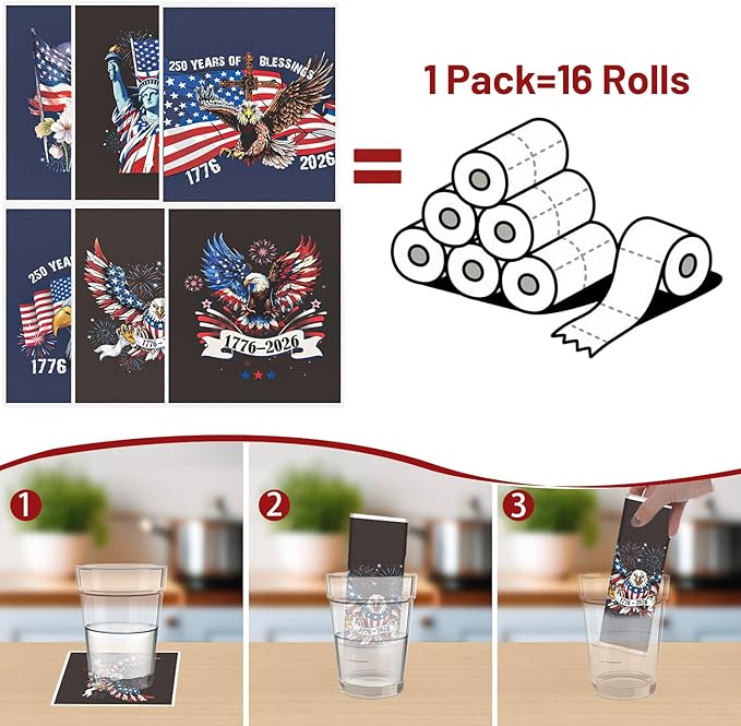 Swedish Dishcloths for Kitchen, 6PCS 250 Anniversary Swedish Dish Cloths Gift, Patriotic 1776-2026 Reusable Absorbent Dish Towel for Home Cleaning(7.8 X 7 Inches)