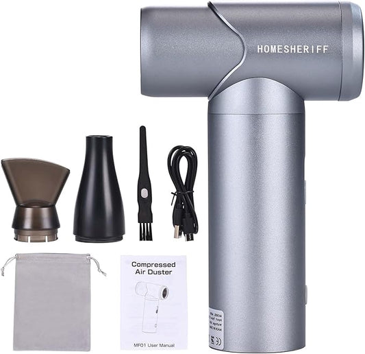 Compressed Air Duster-3 Gear Adjustable 150000RPM Electric Air Duster with LED Light, Rechargeable Cordless Air Blower for Keyboard Electric Devices Cleaning. Replaces Compressed Air Cans (space gray)