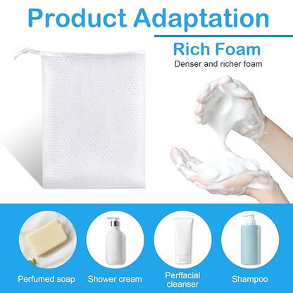 40pcs Mesh Soap Bags for Soap Bars, Exfoliating Bubble Mesh Net Bars with Drawstring for Shower Face Cleansing