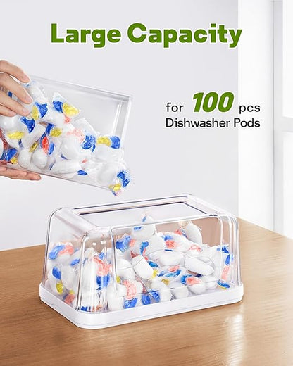 Kaen Trash Bag Dispenser & Dishwasher Pod Organizer, 3 in 1 Large Garbage Bag Dispenser, Trash Bag Holder, Clear Garbage Bags Storage Box, Laundry Room Organizer, Under Sink Organizers