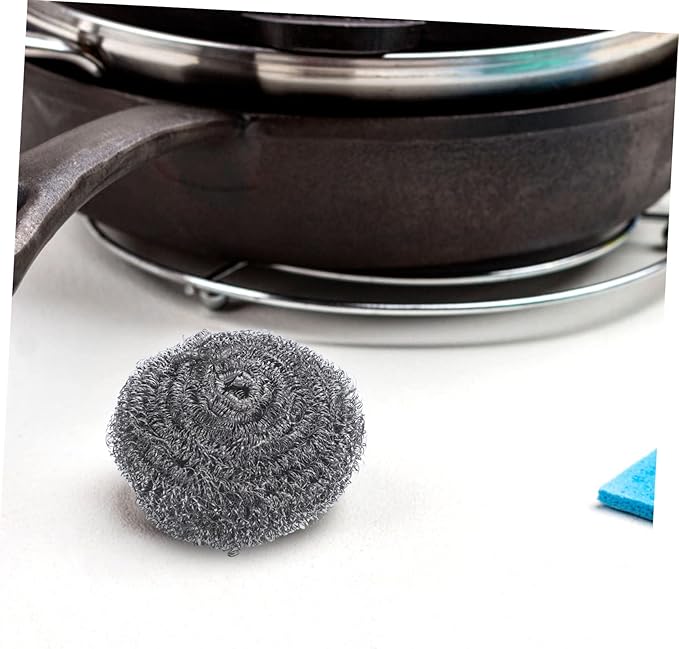 Happyyami 6Pcs Metal Scrubber Pot Cleaning Balls for Heavy Duty Grease Dirt Removal for Kitchen Outdoor Cleaning Tasks