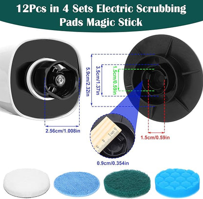 12Pcs Brush Heads Set, Cordless Electric Spin Scrubber Replaceable Brush Heads, Cordless Buffing Bonnet Pad for Household Cleaning Brushes, Bathroom, Floor, Tile, Car