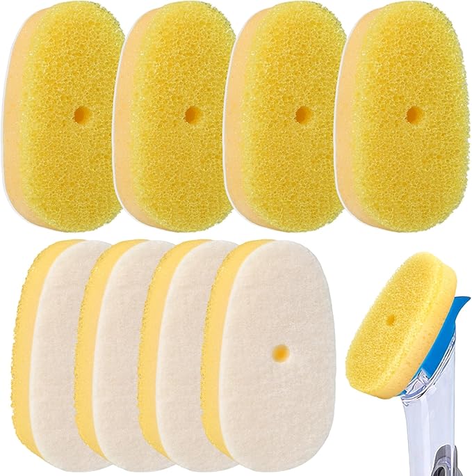 logohu 8Pcs Dish Wand Sponge Refills Compatible with Scrub Daddy, Sponge Replacement Heads, Non Scratch Dish Scrubber Brush for Kitchen Cleaning (Only Sponge Heads)