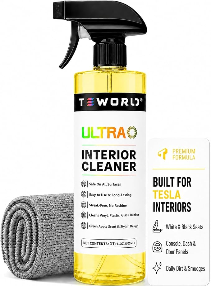 Tesla Seat Cleaner & Stain Remover, Tesla Interior Cleaner for White & Black Vegan Leather | Tesla Model Y Juniper Accessories 2026 & Tesla Model 3 Accessories, S/X/Cybertruck (Apple Y)