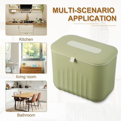 uxcell Kitchen Compost Bin Hanging Small Trash Can, 7L/1.8Gallon Trash Can, Green