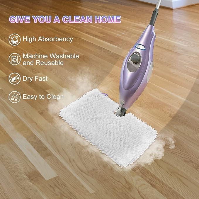 6 Pack Microfiber Steam Mop Replacement Pads for Shark Steam Mops S3500 Series S3501 S3601 S3550 S3901 SE450 S3801CO S3601D S2901 S2902 Steam Pocket Mop Pads Floor Cleaning Reusable for Shark Mop Pads