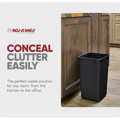 Rev-A-Shelf 27 qt Polymer Replacement Waste Container for Rev-A-Shelf Pullouts, Kitchen Cabinet Trash Can Recycle Bin, RV-1024-18-2, Black (2-Pack)