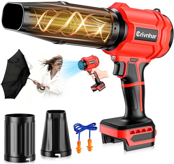 Cordless Leaf Blower Compatible for Milwaukee 18V Battery - Brushed Motor(Tool Only), 30,000 RPM Variable Speed Mini Garden Blowers with LED + 2 Nozzles, for Leaves, Dust, Driveway, Patio, Lawn, Deck