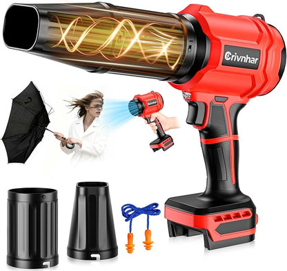 Cordless Leaf Blower Compatible for Milwaukee 18V Battery - Brushed Motor(Tool Only), 30,000 RPM Variable Speed Mini Garden Blowers with LED + 2 Nozzles, for Leaves, Dust, Driveway, Patio, Lawn, Deck