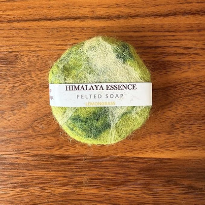 Handmade Felted Soap with Tibetan Yak Milk & Wool - Natural Exfoliating Bar for Face & Body, 6 Scents, Includes Bamboo Dish & Travel Pouch (Jasmine)