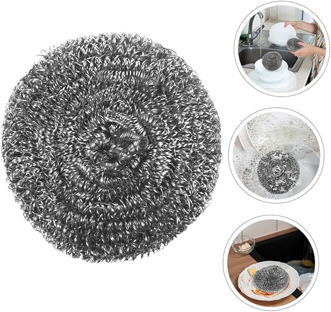 Unomor 8Pcs Stainless Steel Pot Balls Heavy Duty Wire Scrubbers for Kitchen Dish Removal Tool for Stovetops and Pots