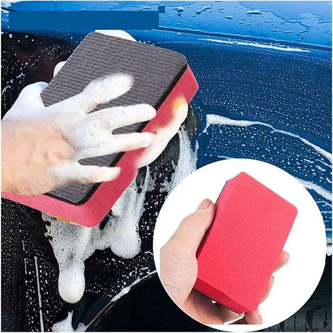 Car Wash Mud Magic Clay Sponge Bar Block Pad Cleaning Eraser Wax Polisher Tool Remove Contaminants Car Wash Accessories(Black 1pc)