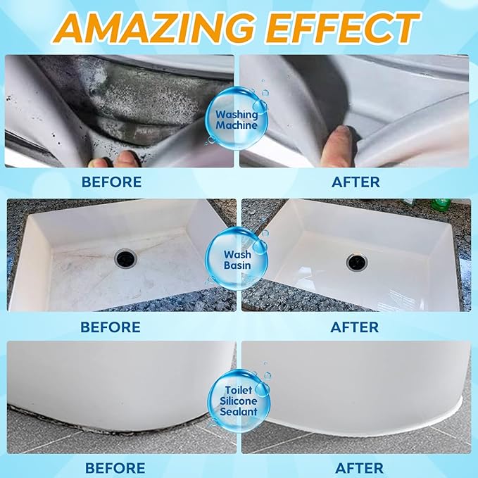 Mold Stain Remover Gel,Washing Machine Cleaner Front Load Washer Gasket Mold Remover Home Stain Cleaner Cleaning Gel for Grout, Bathroom, Bathtub, Refrigerator Cleaning Solution 46488gd